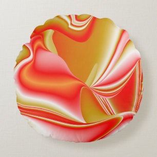 Love and Gold Abstract 3D Rainbowart Round Cushion