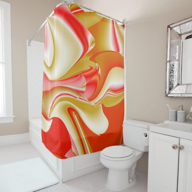 Love and Gold Abstract 3D Rainbowart Shower Curtain (In Situ)