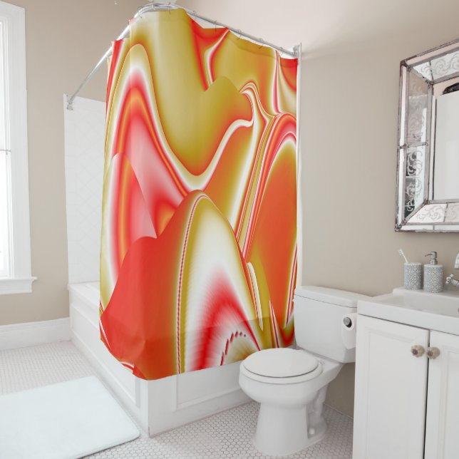 Love and Gold Abstract 3D Rainbowart Shower Curtain (In Situ)