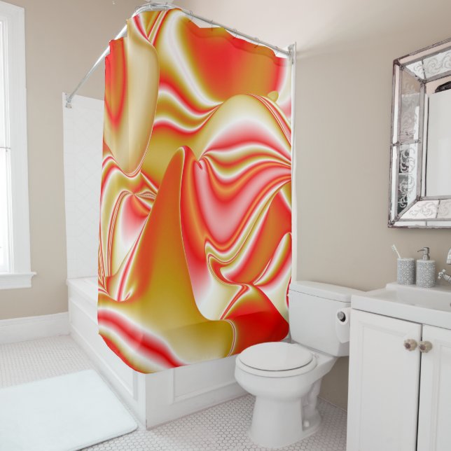 Love and Gold Abstract 3D Rainbowart Shower Curtain (In Situ)