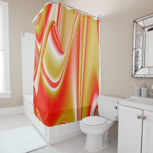 Love and Gold Abstract 3D Rainbowart Shower Curtain (In Situ)