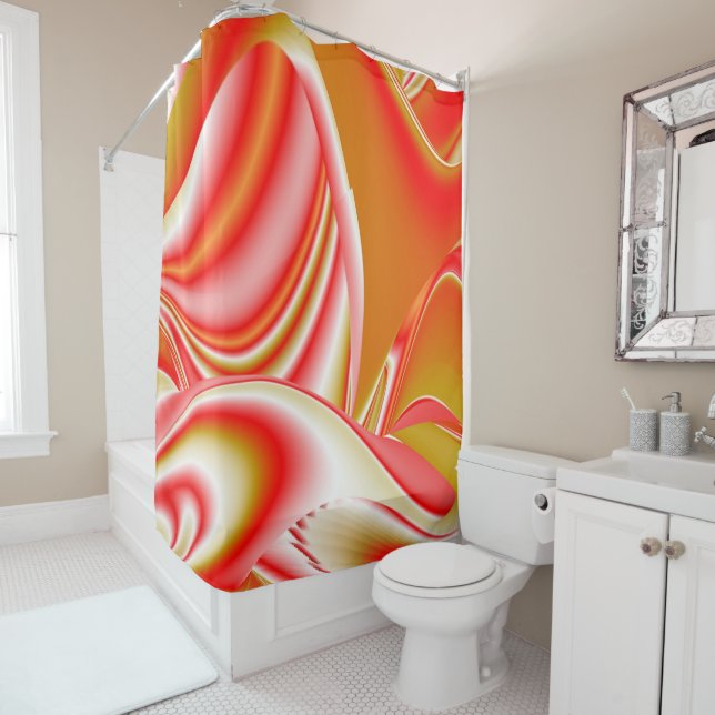 Love and Gold Abstract 3D Rainbowart Shower Curtain (In Situ)