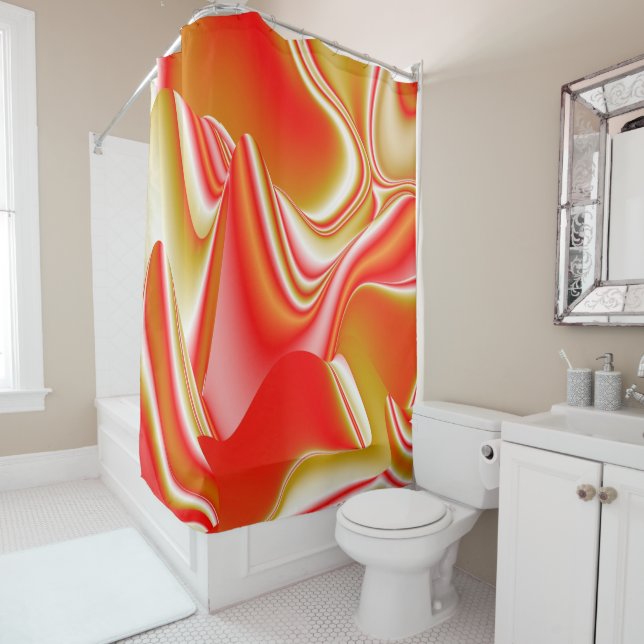 Love and Gold Abstract 3D Rainbowart Shower Curtain (In Situ)