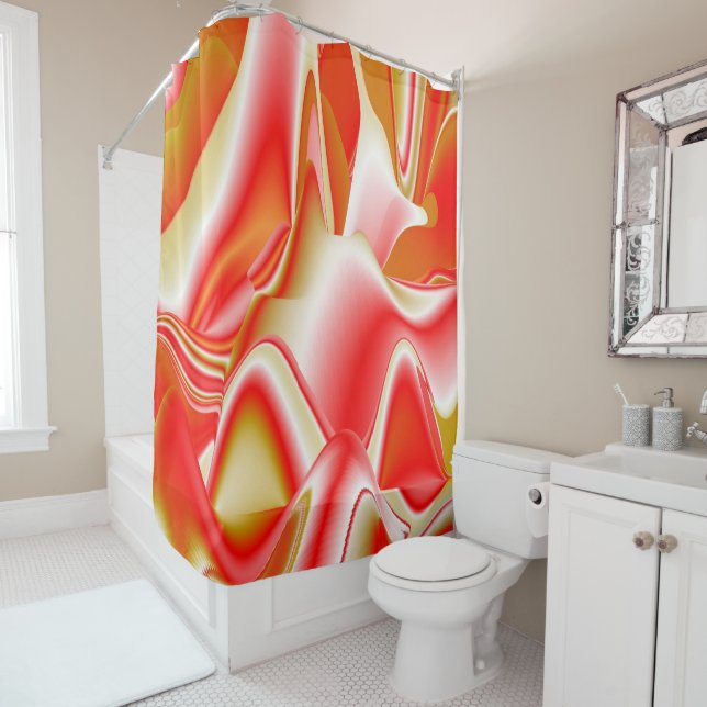 Love and Gold Abstract 3D Rainbowart Shower Curtain (In Situ)