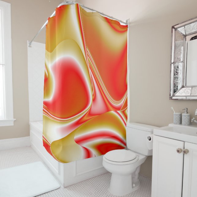 Love and Gold Abstract 3D Rainbowart Shower Curtain (In Situ)
