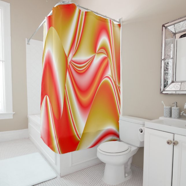 Love and Gold Abstract 3D Rainbowart Shower Curtain (In Situ)