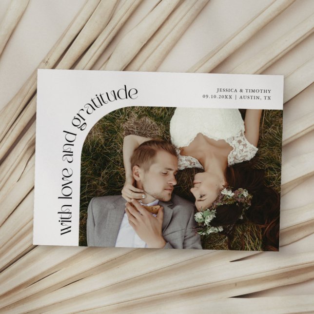 Love and Gratitude White Wedding Photo Thank You Card (Creator Uploaded)