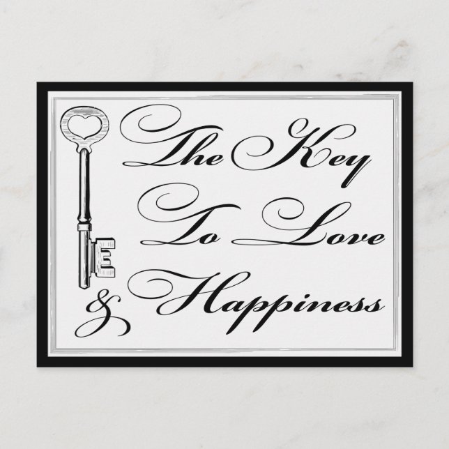 Love and Happiness Key Advice Wedding Couple Card (Front)