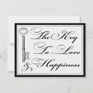 Love and Happiness Key Advice Wedding Couple Card