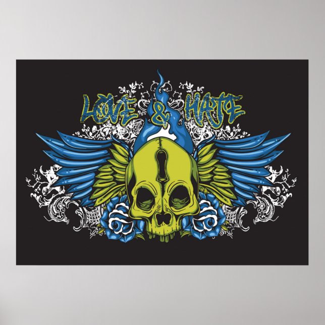 Love and Hate Skull Poster (Front)