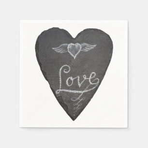 Love and Heart in Chalk Chalkboard Napkin