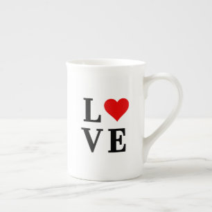 LOVE and Heart Minimalist Elegant Bone China Mug