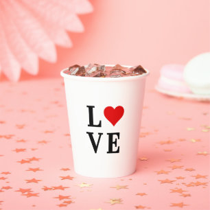 LOVE and Heart Minimalist Elegant Paper Cups