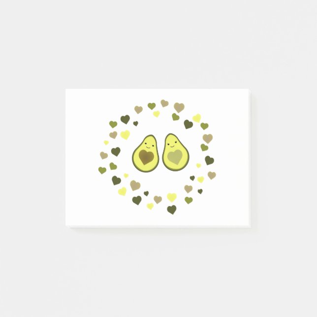 Love and Hearts Avocados Post-it Notes (Front)