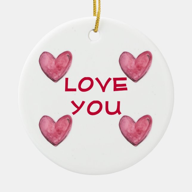 "LOVE AND HEARTS" CHRISTMAS ORNAMENT (Front)