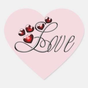 LOVE and Hearts - Heart Shaped Sticker