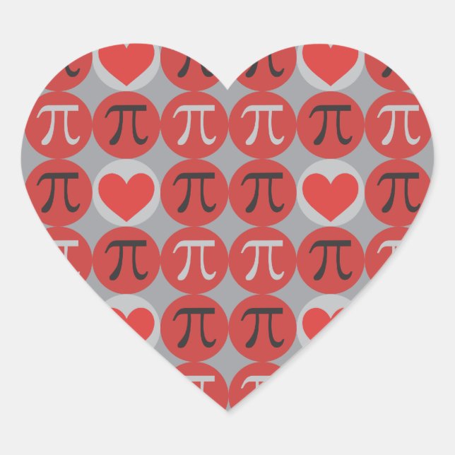 Love and Hearts Pi © - Cute Pi Day Gift Stickers (Front)
