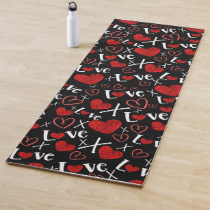 Cute nice lovely red heart star pattern design yoga mat