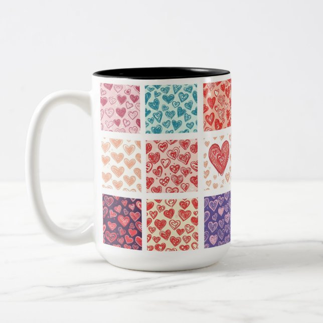 Love and hearts Two-Tone coffee mug (Left)