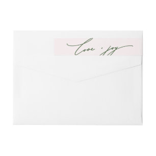 Love and Joy Calligraphy Blush Pink Return Address Wrap Around Label