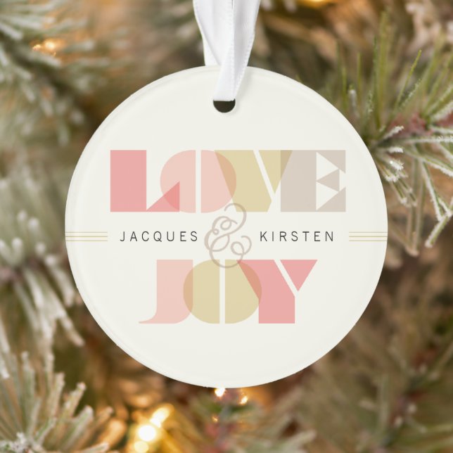 Love And Joy Clear Geo Typography Photo Wedding Ornament (Tree)
