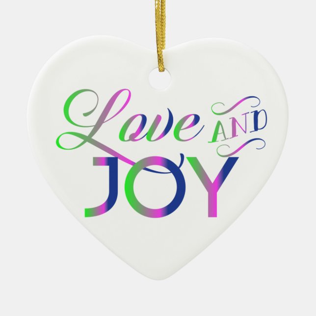 Love And Joy Colourful Ceramic Tree Decoration (Front)