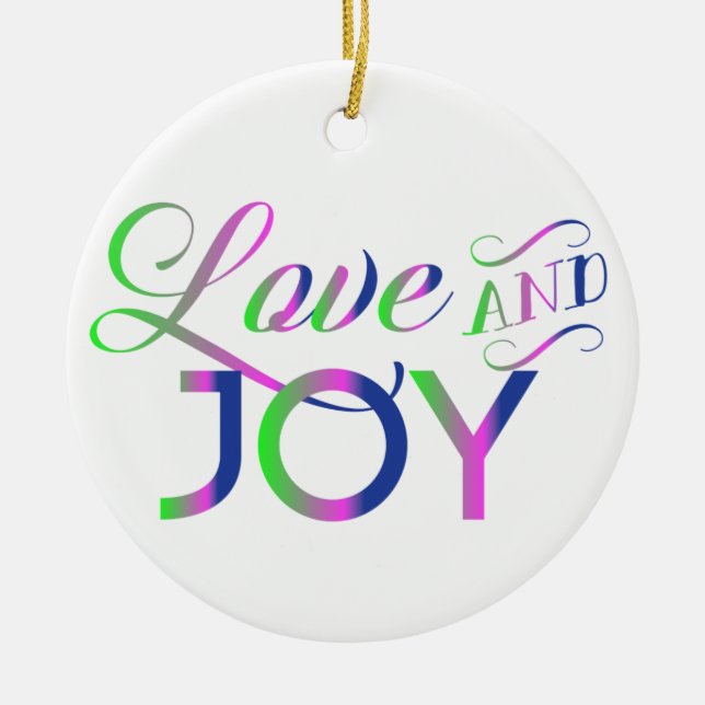 Love And Joy Colourful Ceramic Tree Decoration (Front)