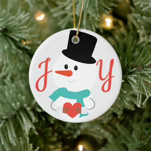 Love and JOY | Cute Winter Snowman Ceramic Tree Decoration (Tree)