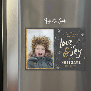 Love and Joy Faux Foil Magnetic Holiday Photo Card
