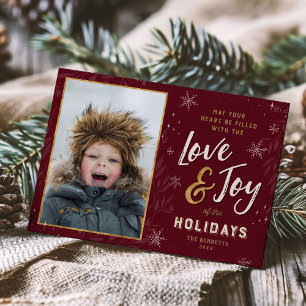 Love and Joy Faux Foil Photo Holiday Card