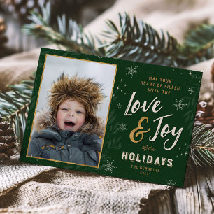 Love and Joy Faux Foil Photo Holiday Card