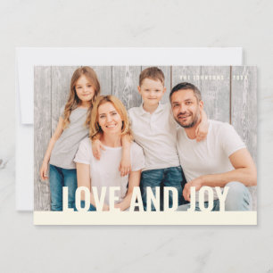 Love and Joy Modern Simple Christmas Family Photo Holiday Card