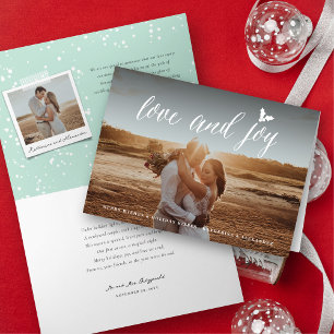 Love And Joy Mr & Mrs 1st Christmas Photo Wedding Holiday Card