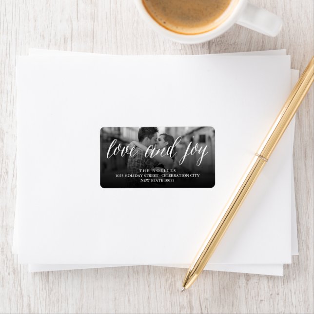 Love And Joy Mr & Mrs 1st Christmas Photo Wedding Label (Insitu)