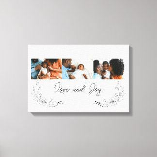 Love and Joy Script Family Photo Collage Canvas Print