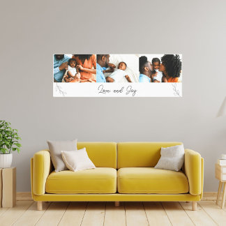 Love and Joy Script Family Photo Collage Canvas Print