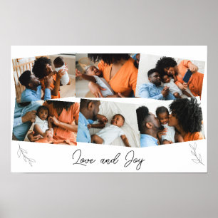 Love and Joy Script Family Photo Collage Poster