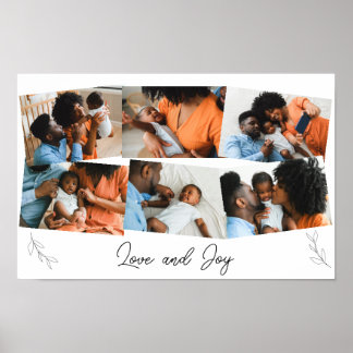 Love and Joy Script Family Photo Collage Poster