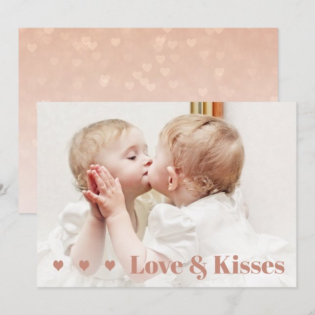 Love and Kisses Cute Photo Valentine Card (Front/Back)