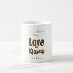 Love and Kisses Romantic Elegant Gold Typography Coffee Mug