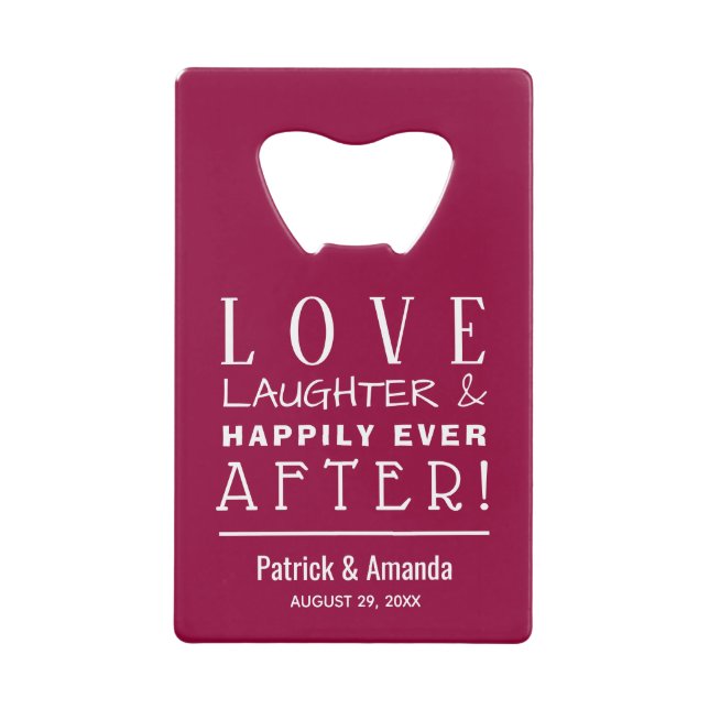 Love and Laughter Cranberry Wedding Credit Card Bo (Front)