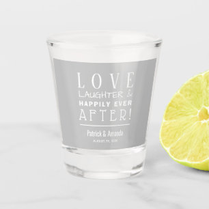 Love and Laughter Silver Wedding Shot Glass