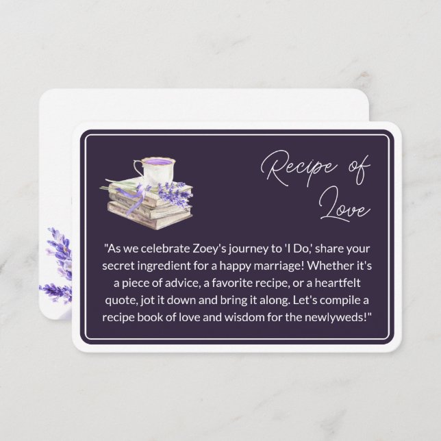 Love and Lavender | Recipe of Love Enclosure Card (Front/Back)