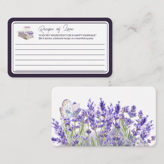 Love and Lavender | Recipe of Love Message Enclosure Card (Front/Back)