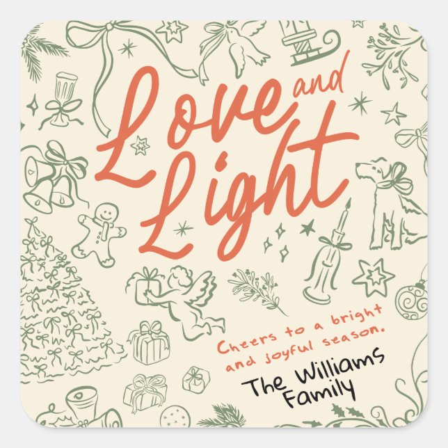 Love and Light Christmas  Square Sticker (Front)