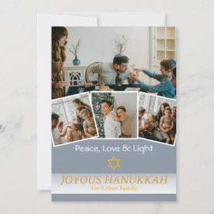 Love and Light   Hanukkah family photo Collage Holiday Card