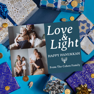 Love and Light   Hanukkah family photo collage   Holiday Card