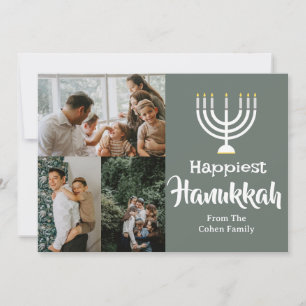 Love and Light Hanukkah family photo collage Holiday Card