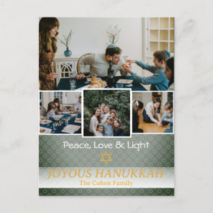 Love and Light Hanukkah family photo Collage Holiday Postcard
