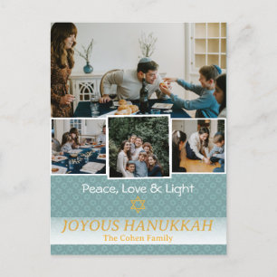 Love and Light   Hanukkah family photo Collage Holiday Postcard